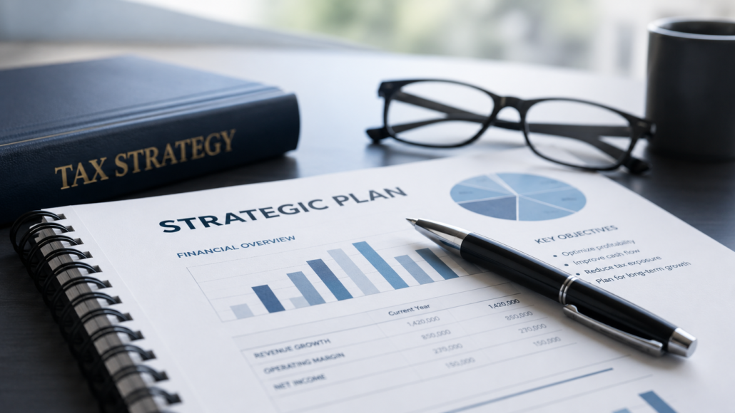 VP Office Strategic Consultation Strategic tax planning documents and financial consultation workspace